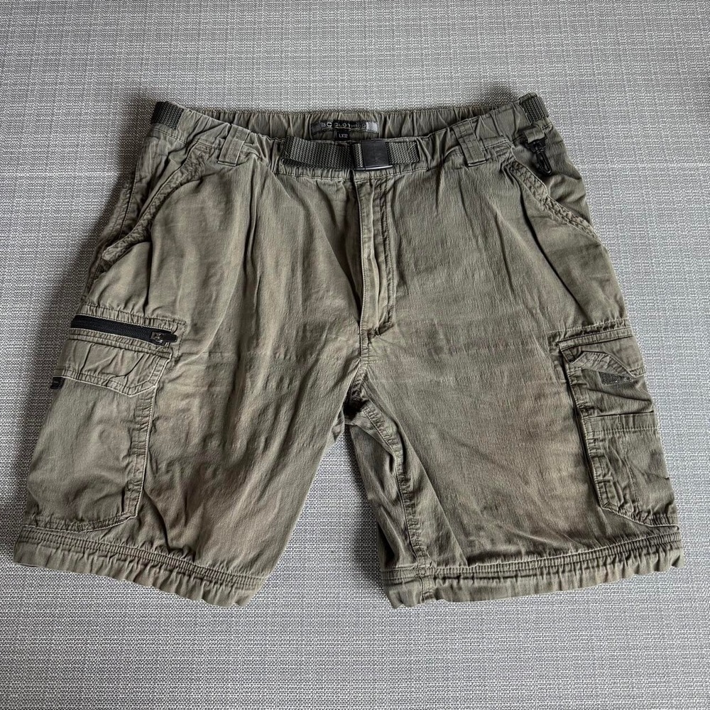 BC Clothing khaki cargo shorts with adjustable waist